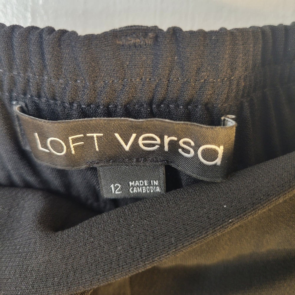 LOFT Versa Wide Leg Pants Womens 12 Black Pleated High Rise Trousers 750830 - Picture 2 of 14